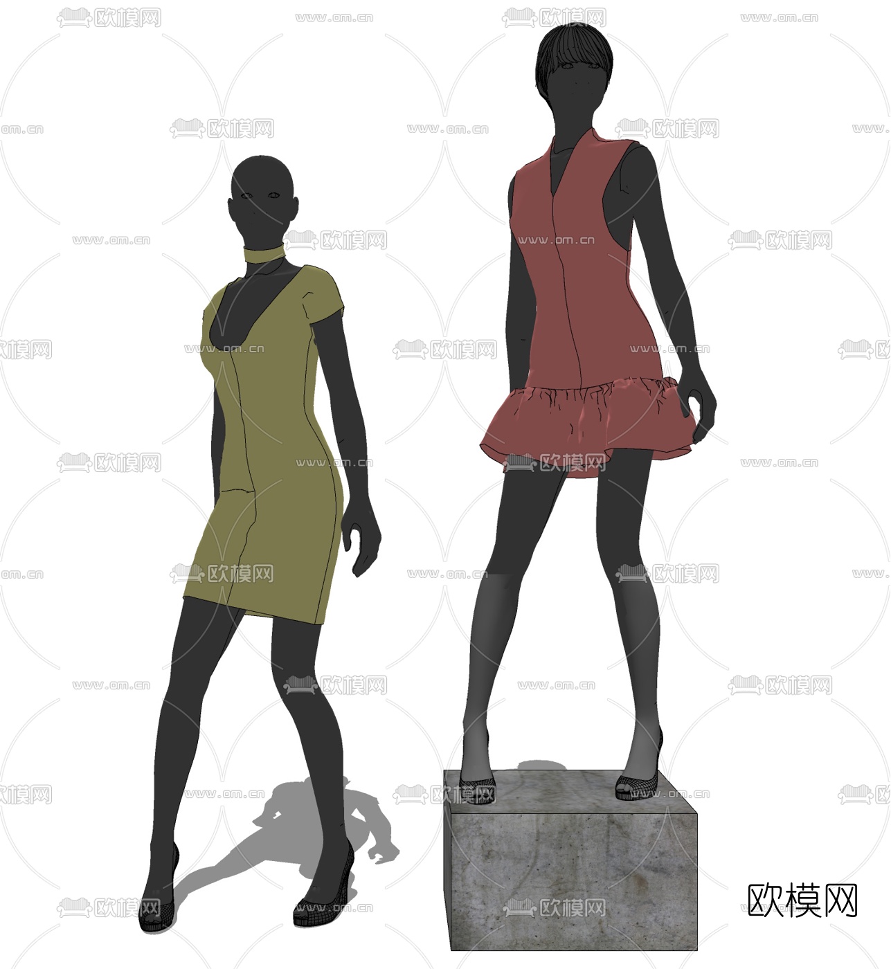 现代人物模特服装su模型