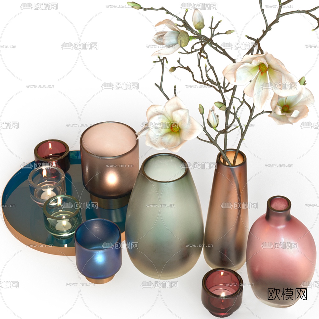 现代花瓶烛台摆件3d模型