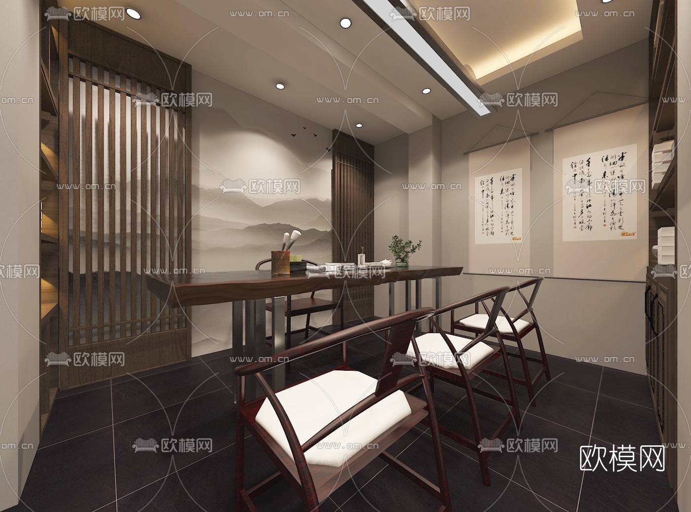 新中式茶室免费3d模型