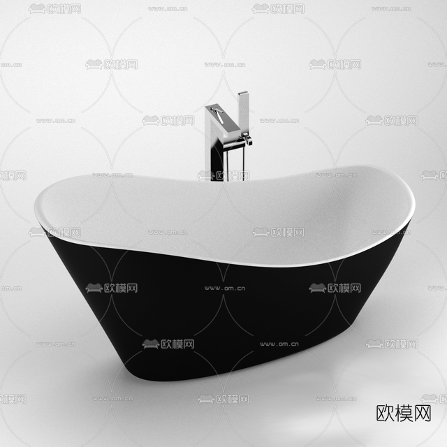 现代陶瓷浴缸免费3d模型下载