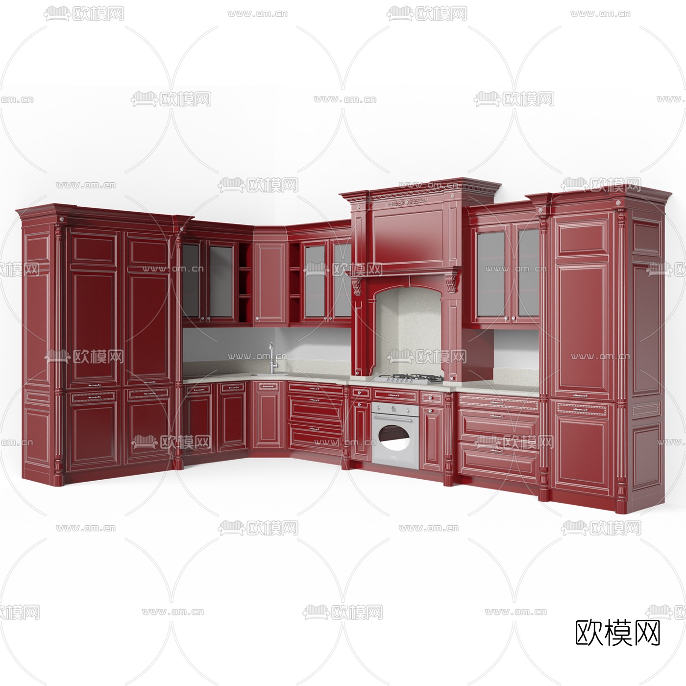 欧式实木橱柜3d模型