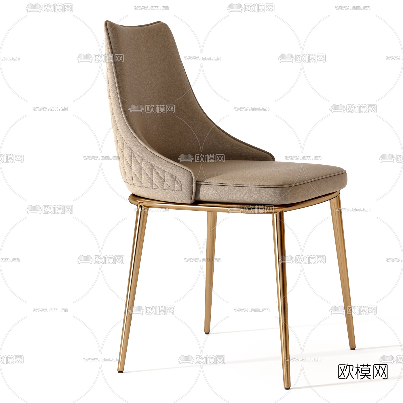 现代轻奢皮革单椅3d模型下载（渲染图2）