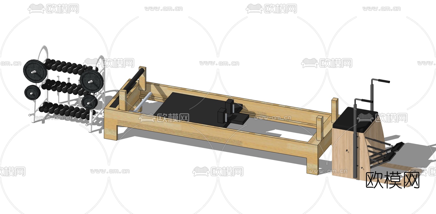 现代健身房健身器材su模型下载