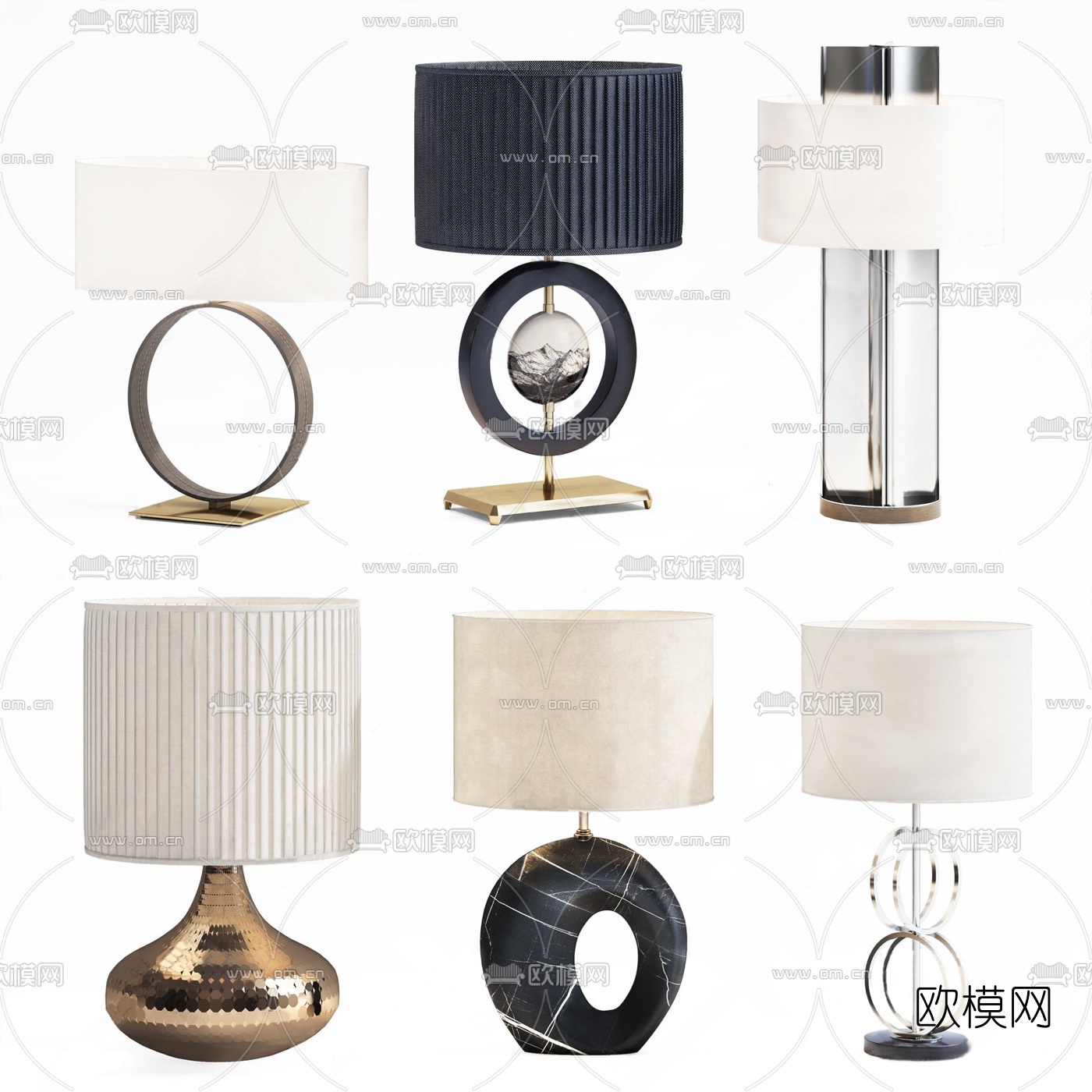 新中式台灯组合3d模型下载