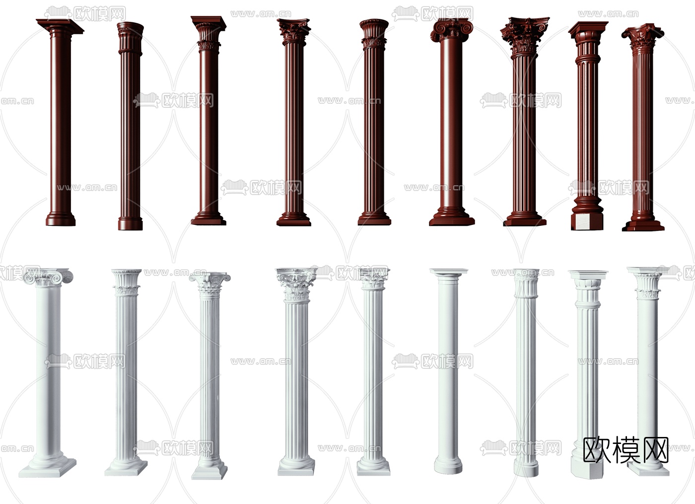 欧式雕花罗马柱3d模型下载