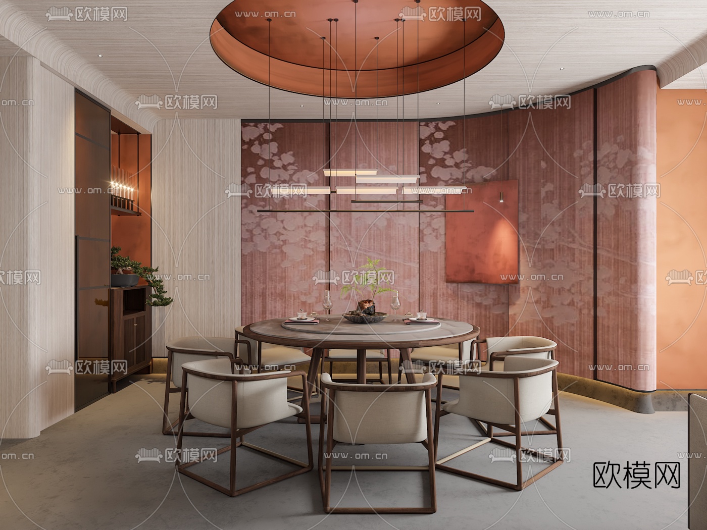 中式餐厅包间3d模型