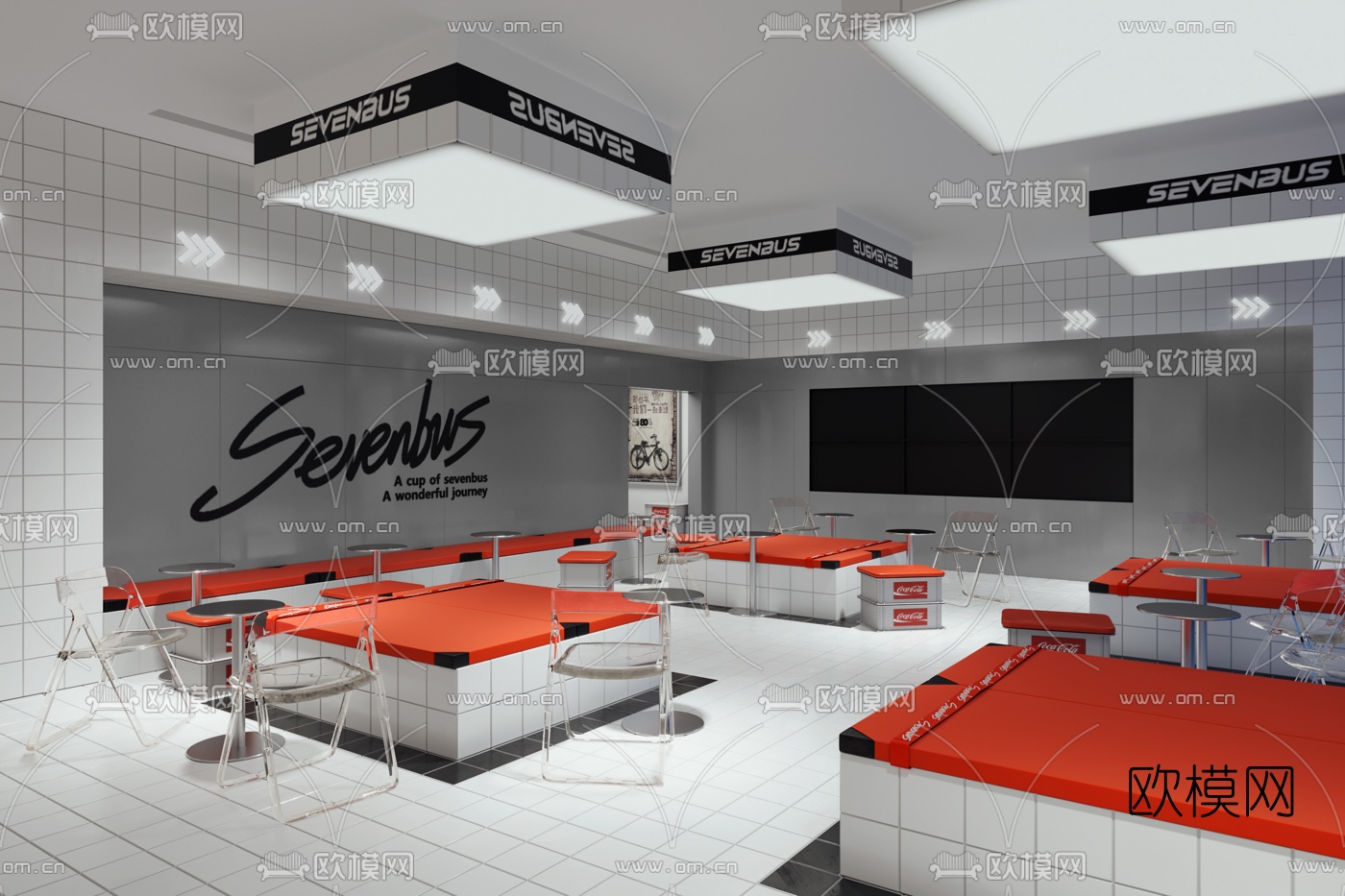 现代奶茶店3d模型