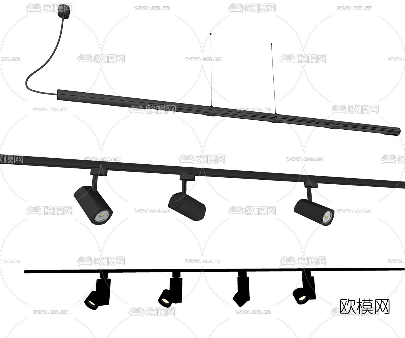 现代筒灯射灯su模型下载