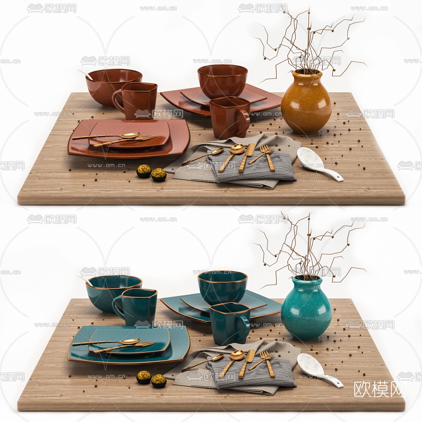 北欧碗刀叉餐具3d模型下载（渲染图1）