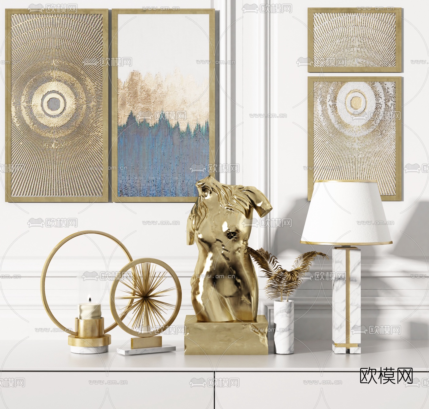 现代台灯饰品摆件3d模型下载