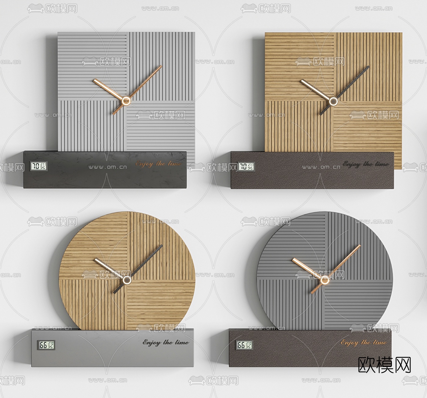 现代墙壁挂钟3d模型下载（渲染图1）