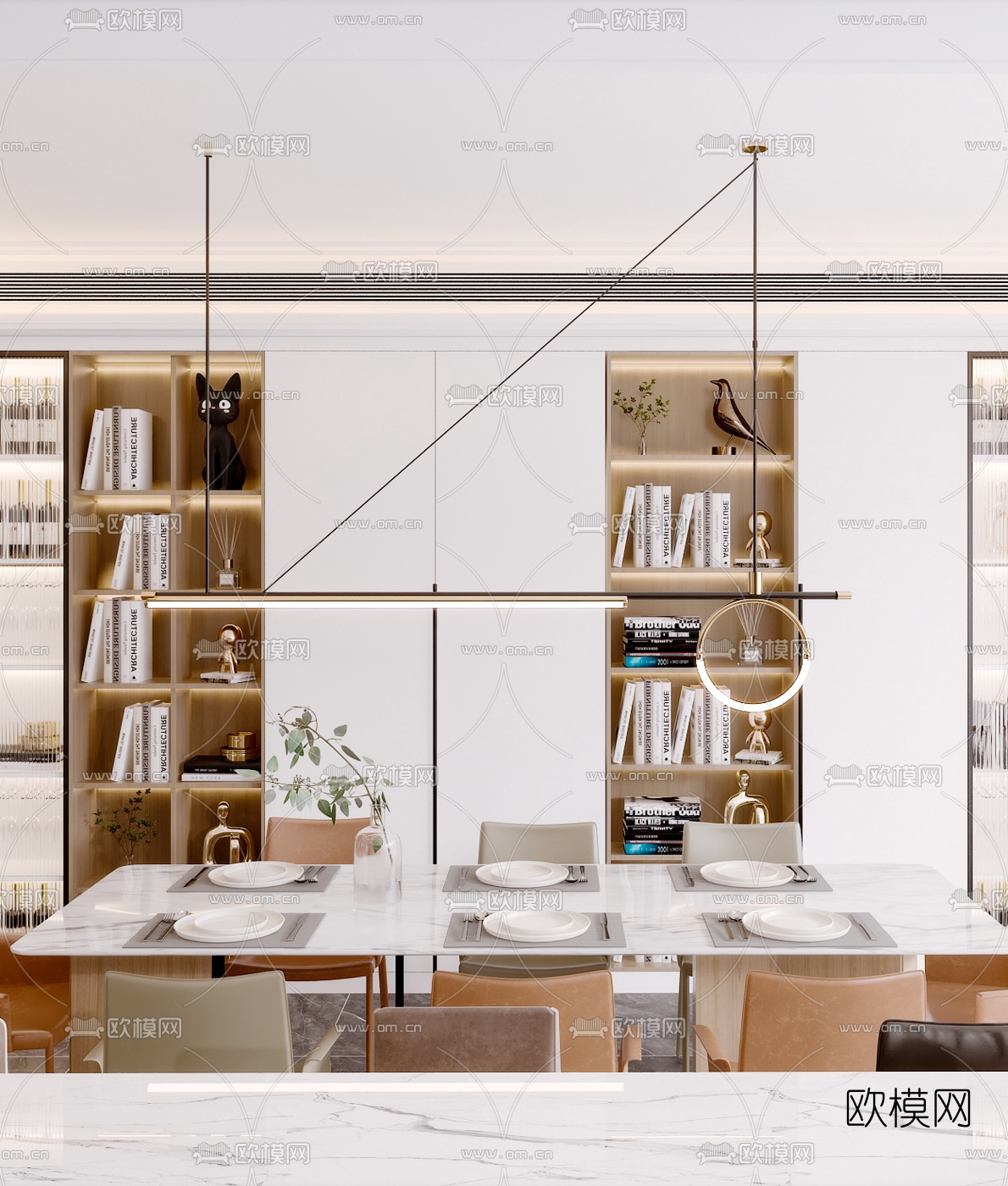 北欧轻奢餐厅3d模型下载（渲染图3）