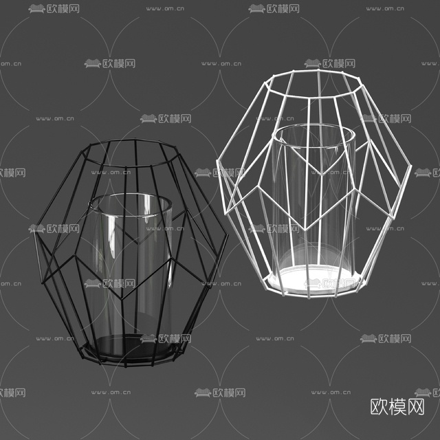 现代金属玻璃花瓶免费3d模型下载