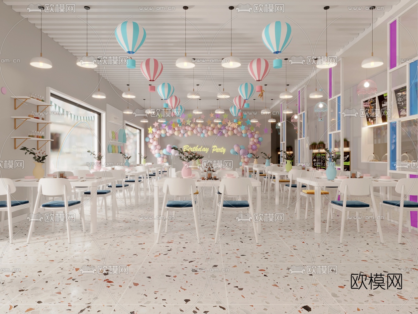 北欧网红自助餐厅3d模型下载（渲染图3）