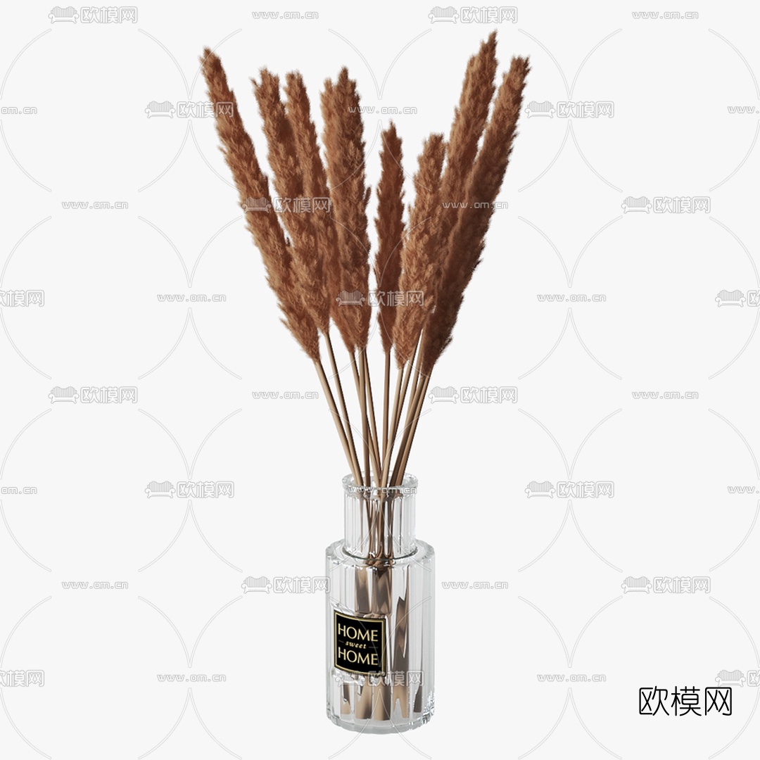 现代芦苇干花花瓶3d模型下载（渲染图2）