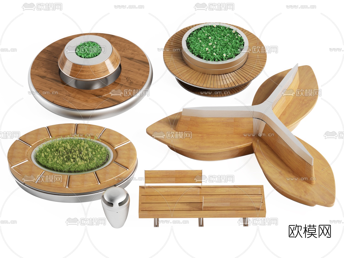 现代花坛公共椅3d模型