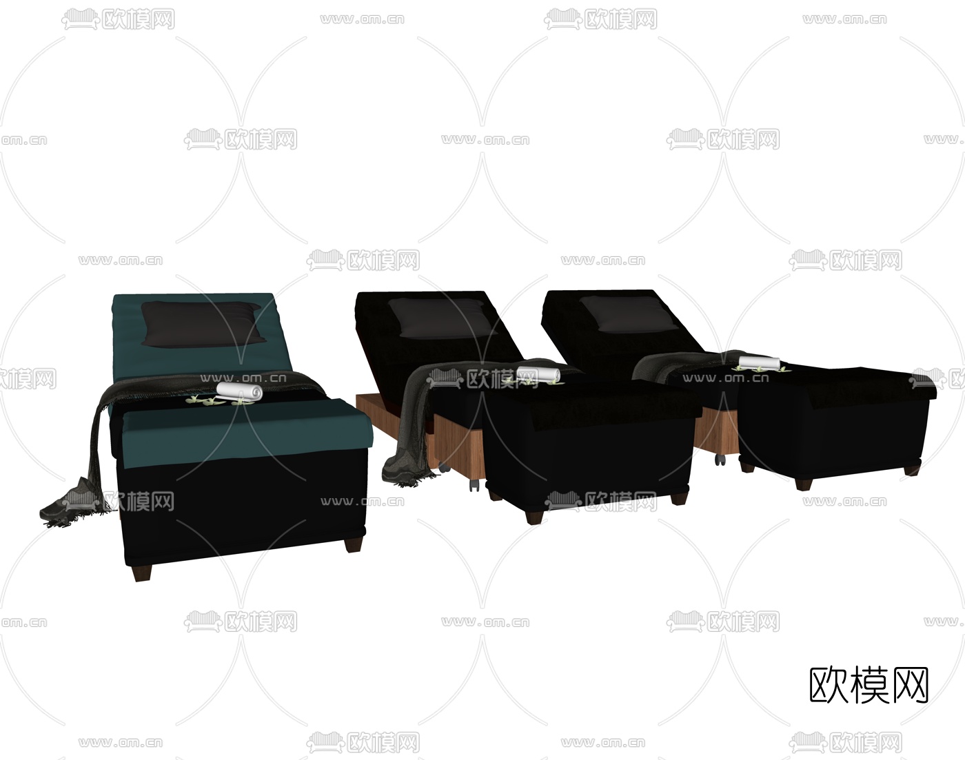 现代按摩床su模型下载（渲染图2）