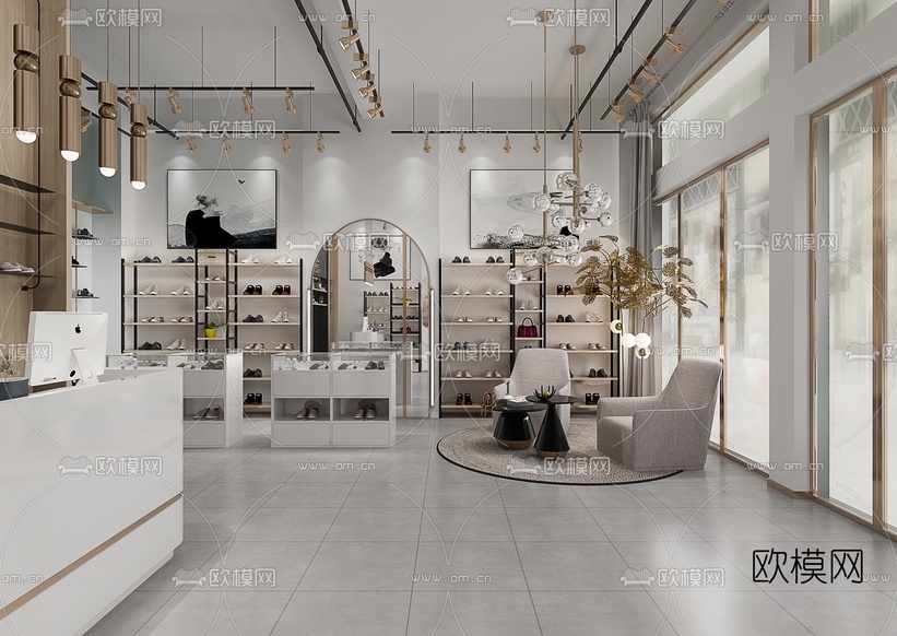现代简约鞋店3d模型下载(渲染图2)