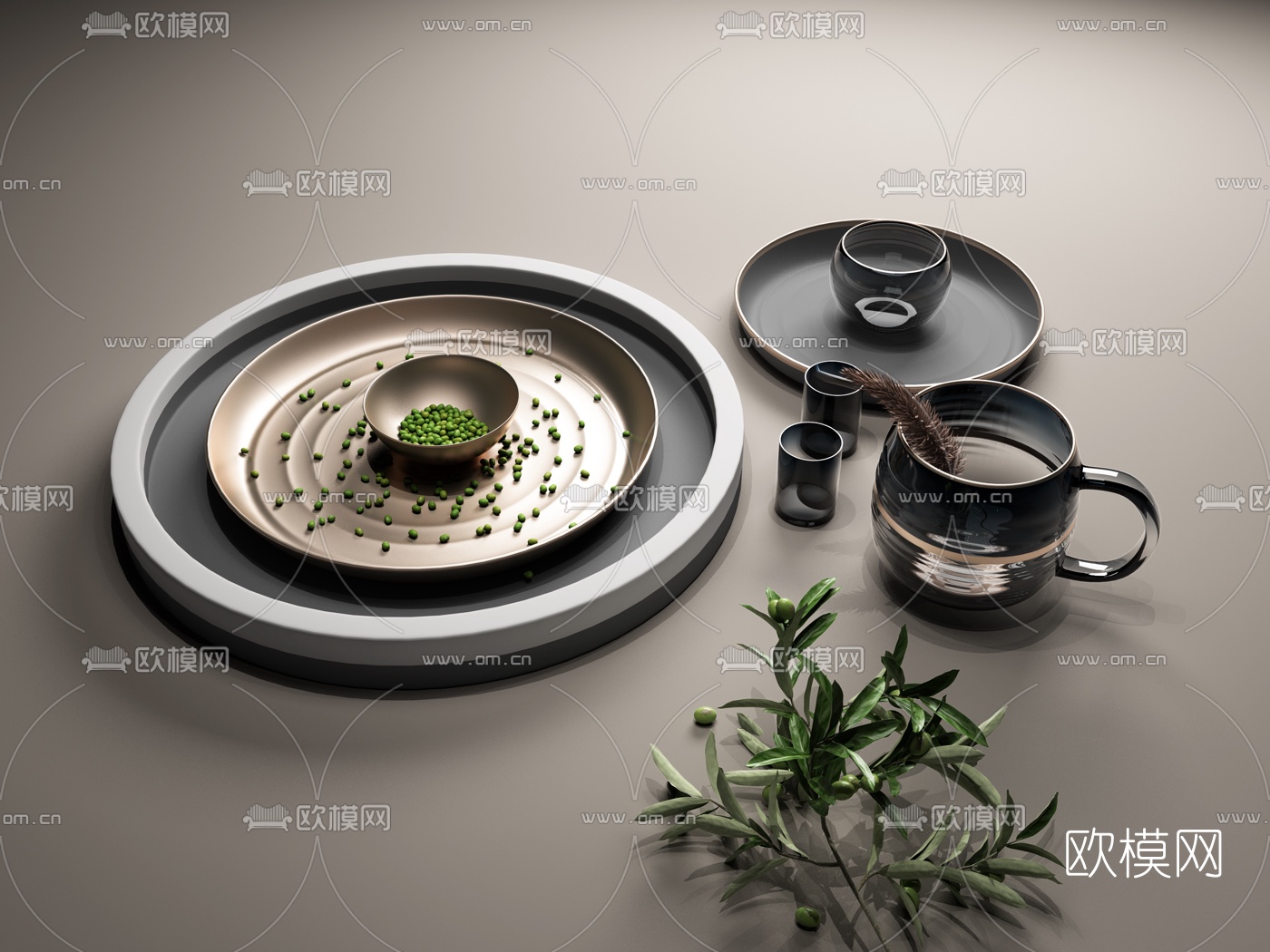 现代茶具3d模型