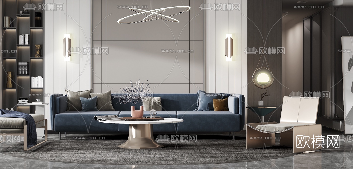 现代布艺沙发组合3d模型