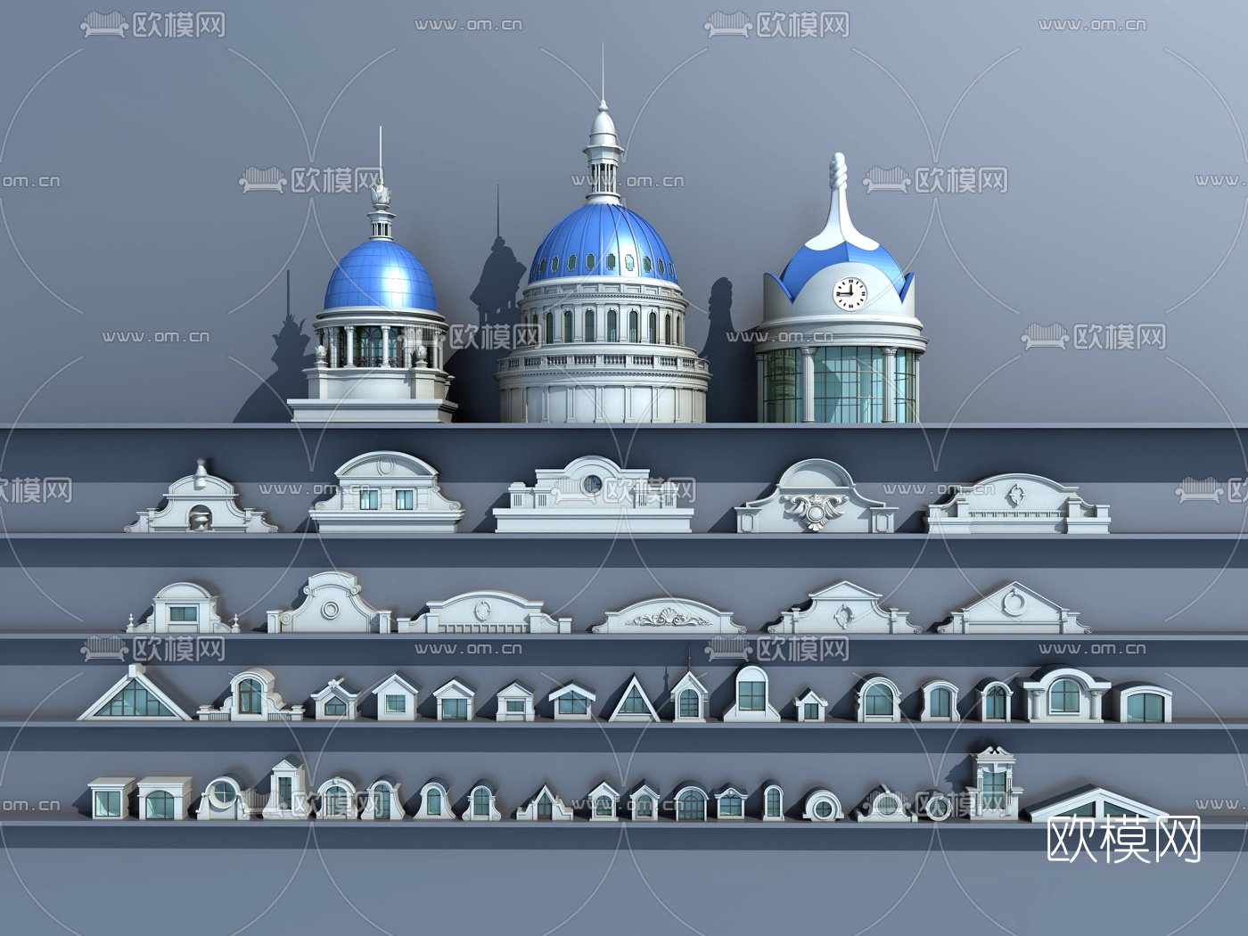 简欧穹顶老虎窗3d模型