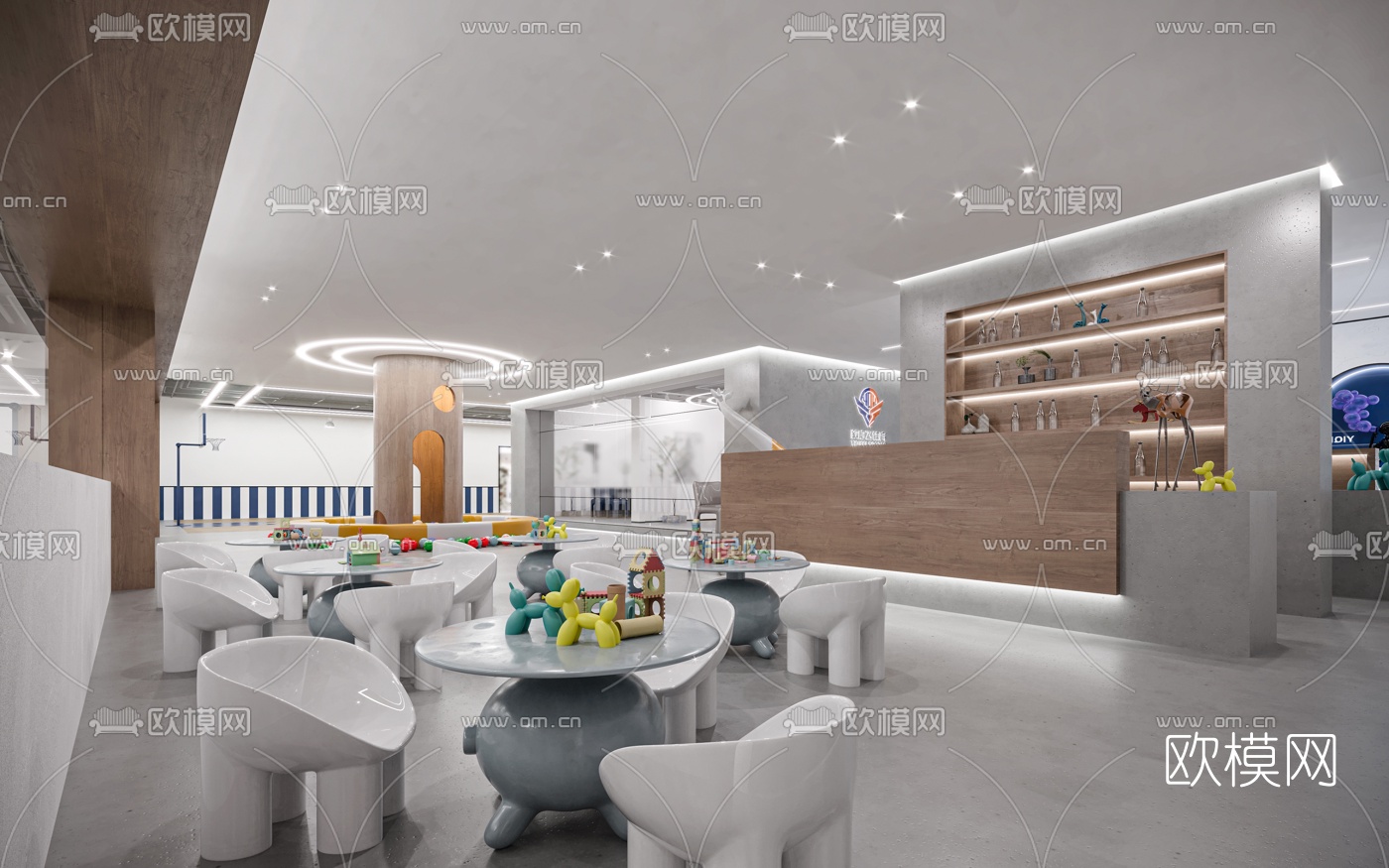 现代篮球培训中心儿童区3d模型下载（渲染图1）
