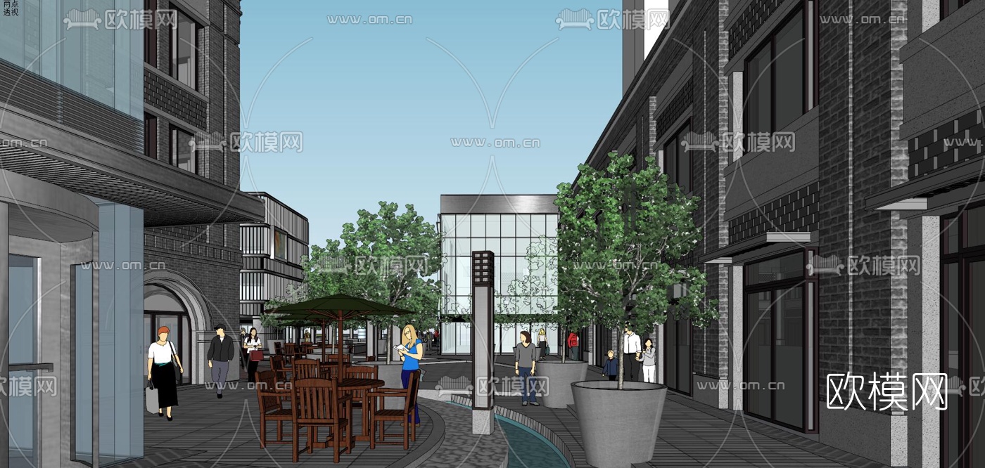 现代商业街su模型下载（渲染图7）