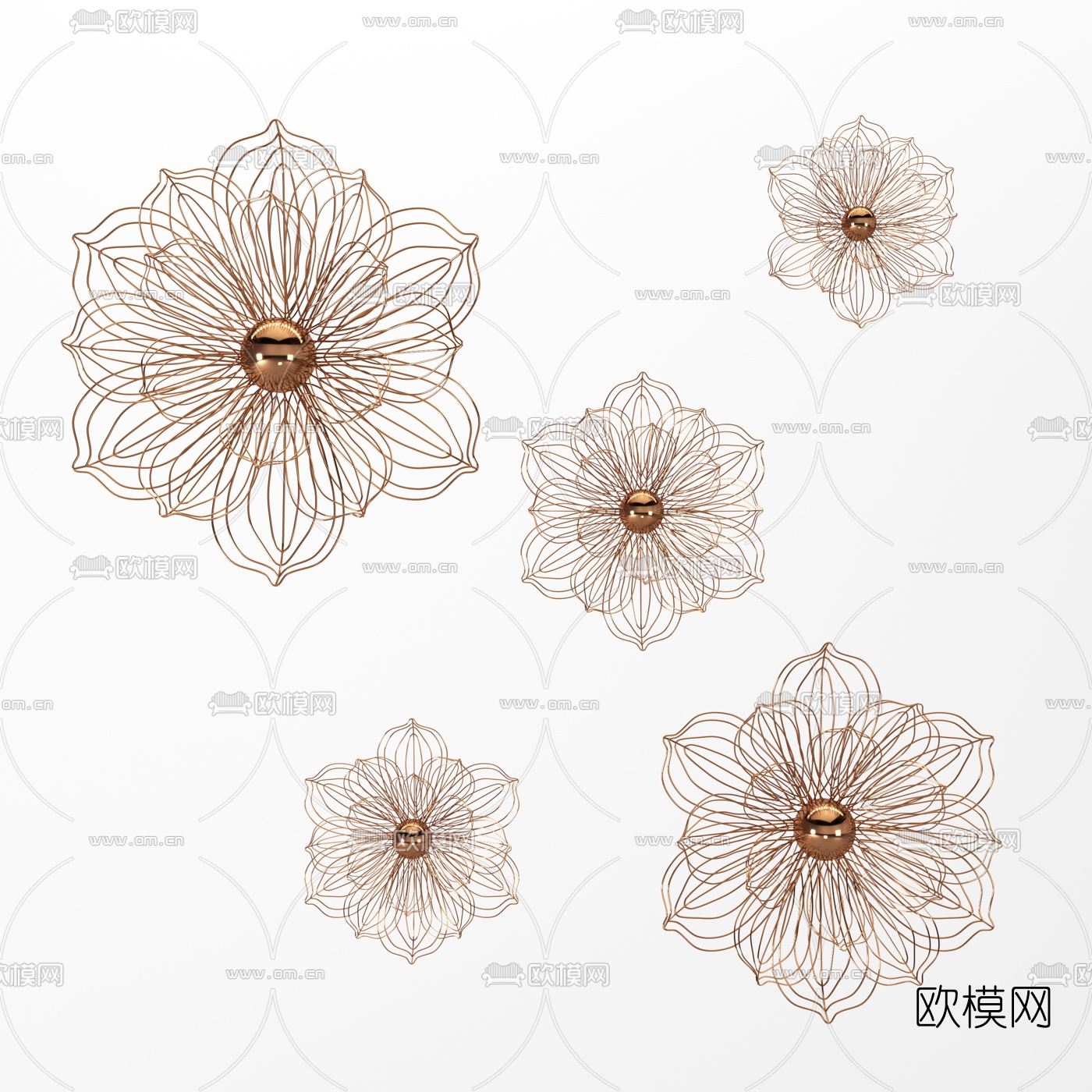 美式轻奢花卉墙饰挂件3d模型下载