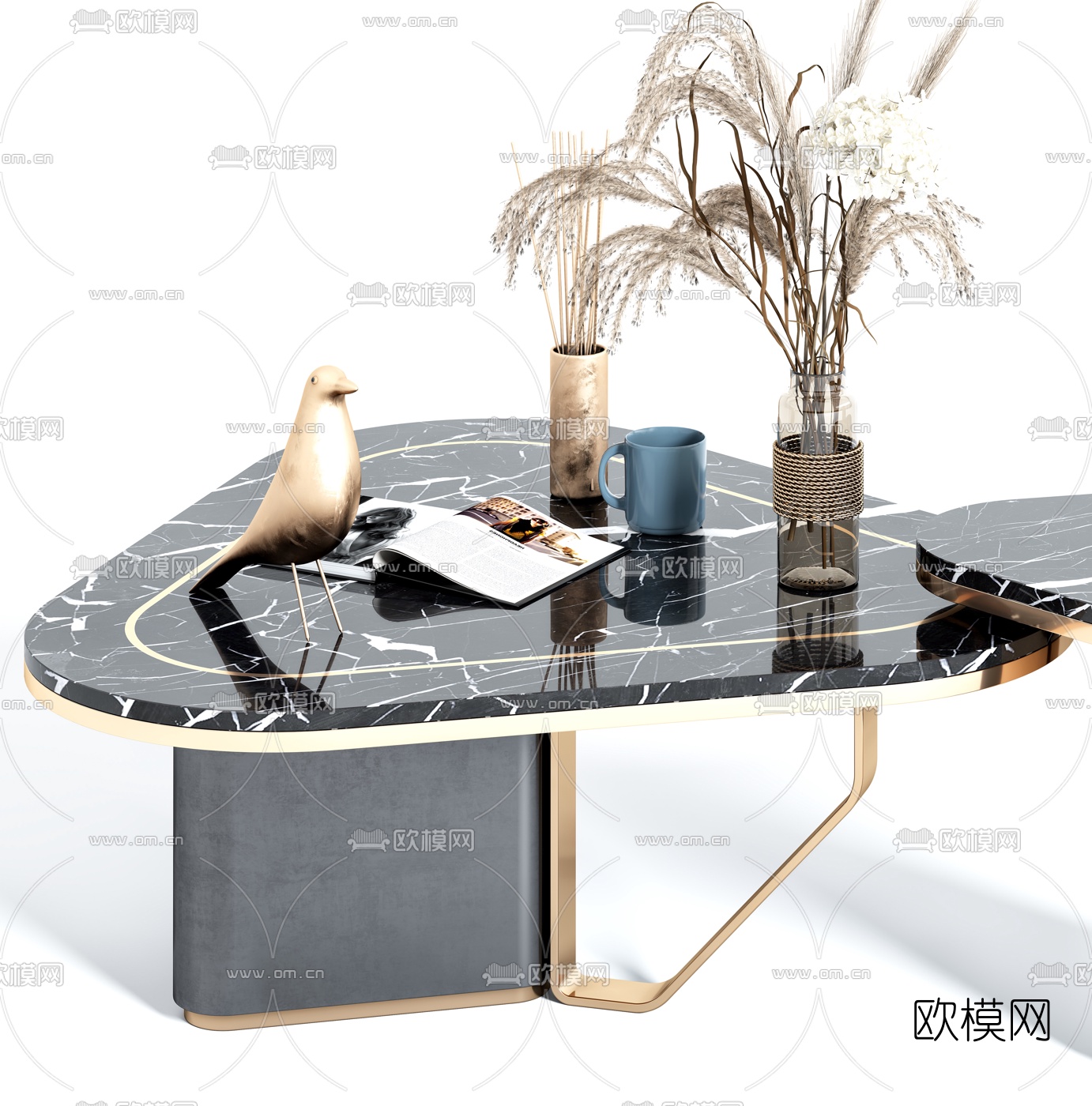 现代大理石茶几3d模型