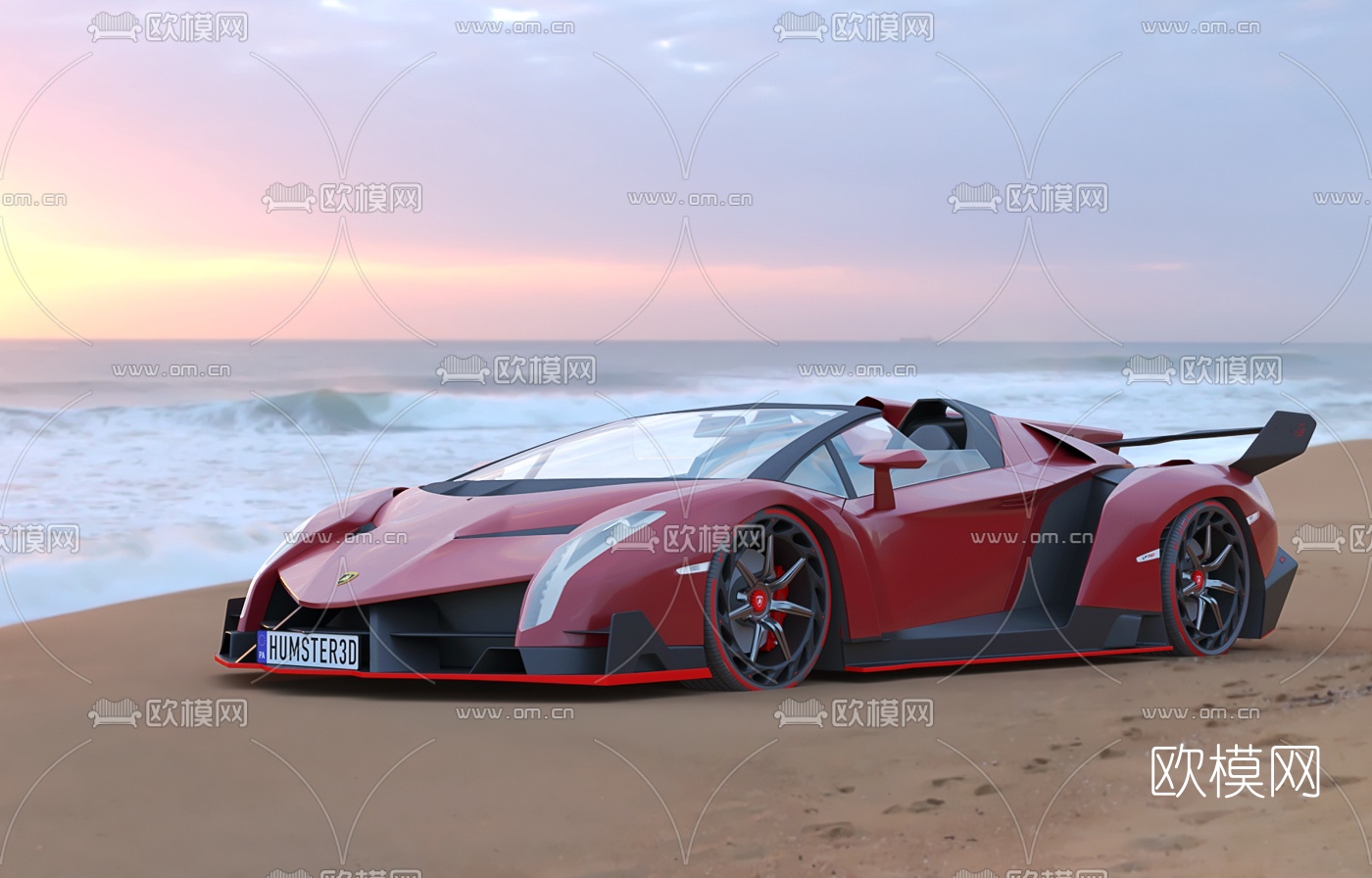 现代豪华赛车跑车3d模型