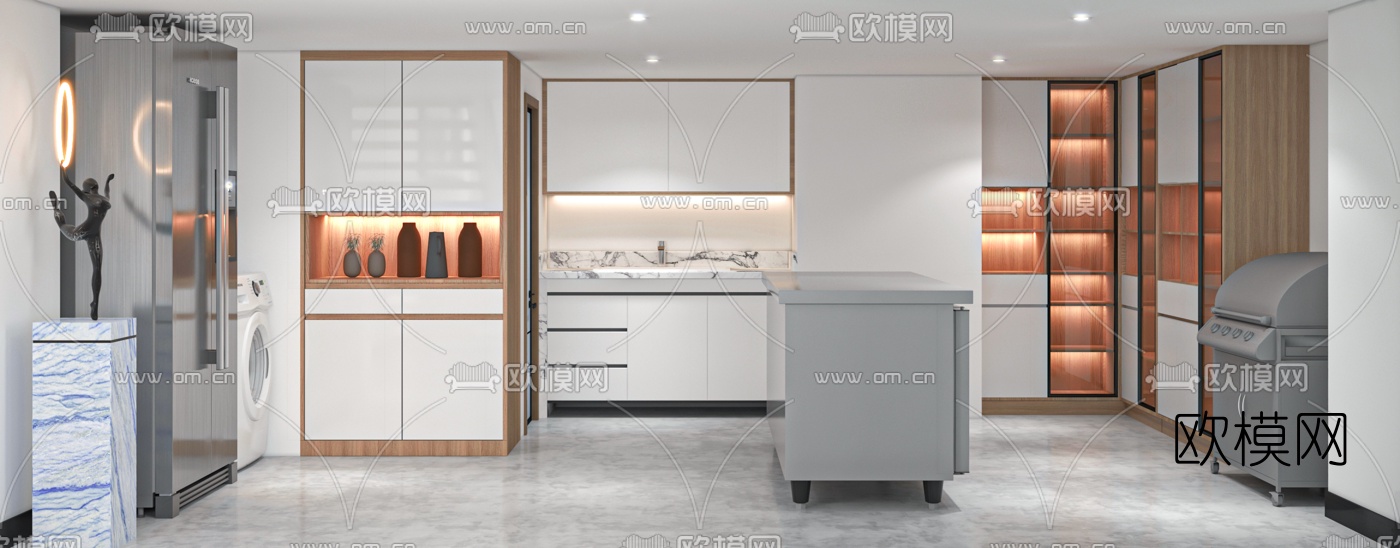 现代复式工作室休息区3d模型下载（渲染图2）