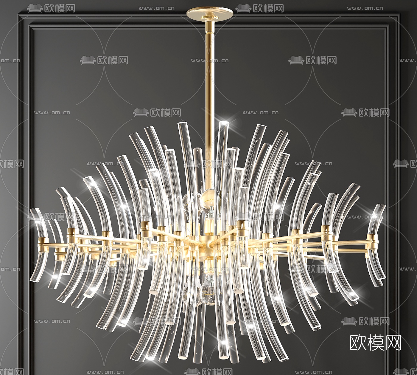 现代轻奢玻璃吊灯3d模型下载