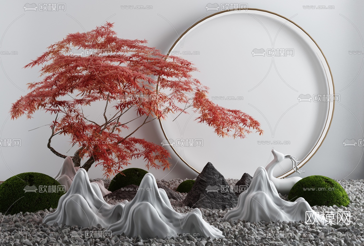 现代假山景观小品3d模型