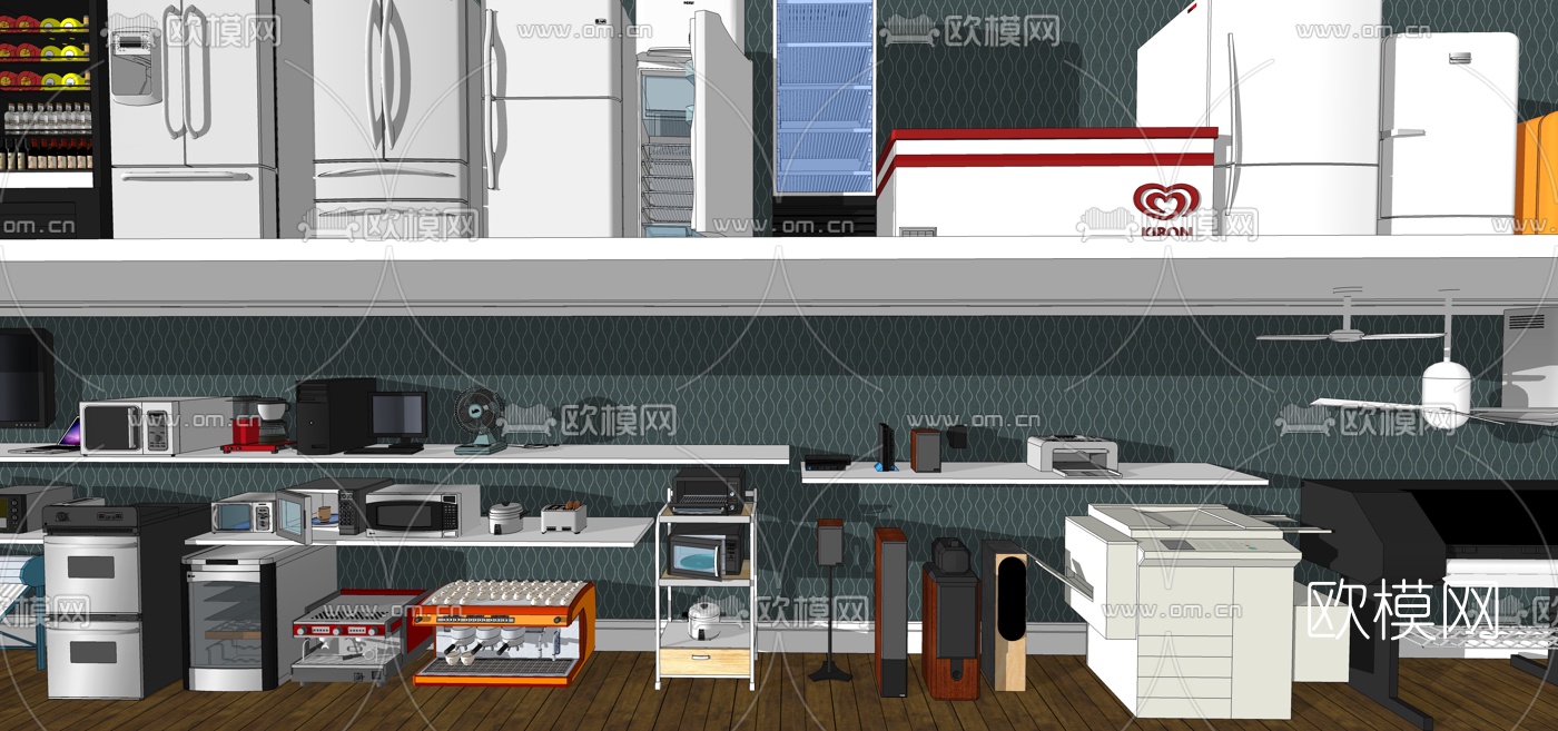 现代冰箱空调洗衣机su模型下载（渲染图2）