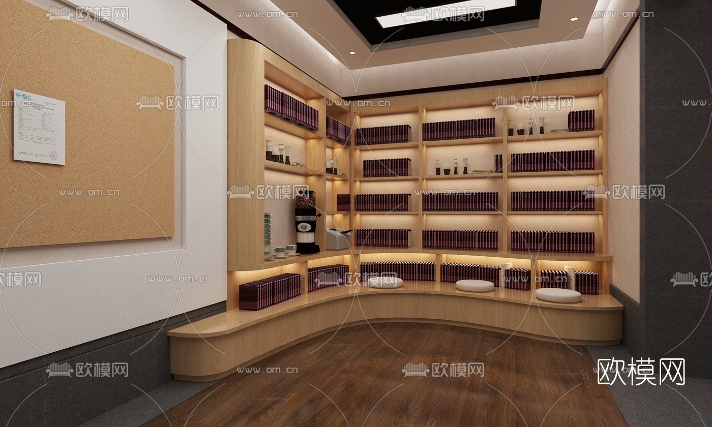 新中式党员之家展厅免费3d模型下载（渲染图5）