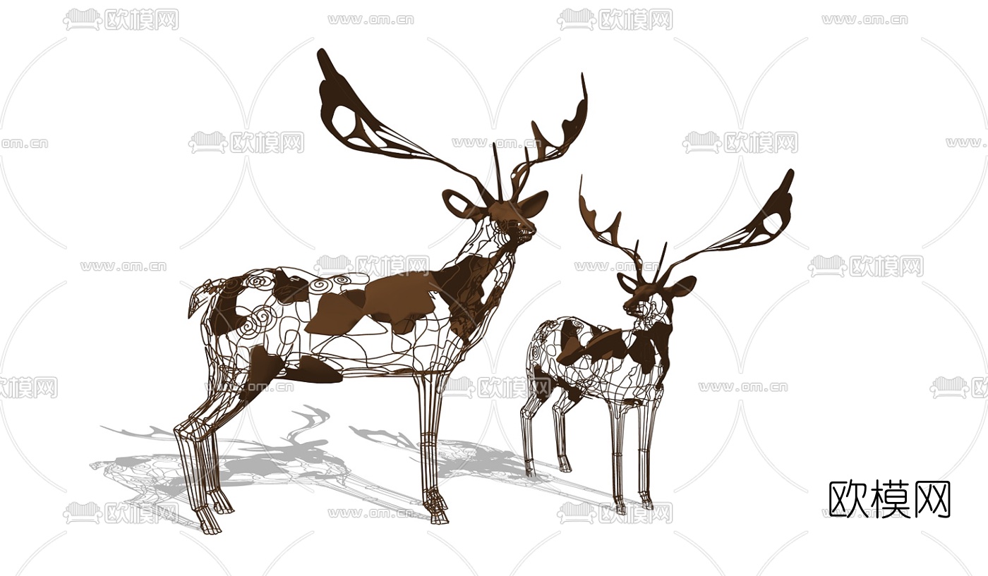 现代鹿雕塑su模型下载