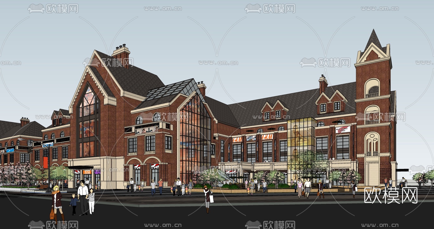 欧式商业街su模型下载（渲染图3）
