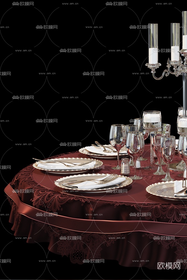欧式烛台金属餐具3d模型下载（渲染图4）