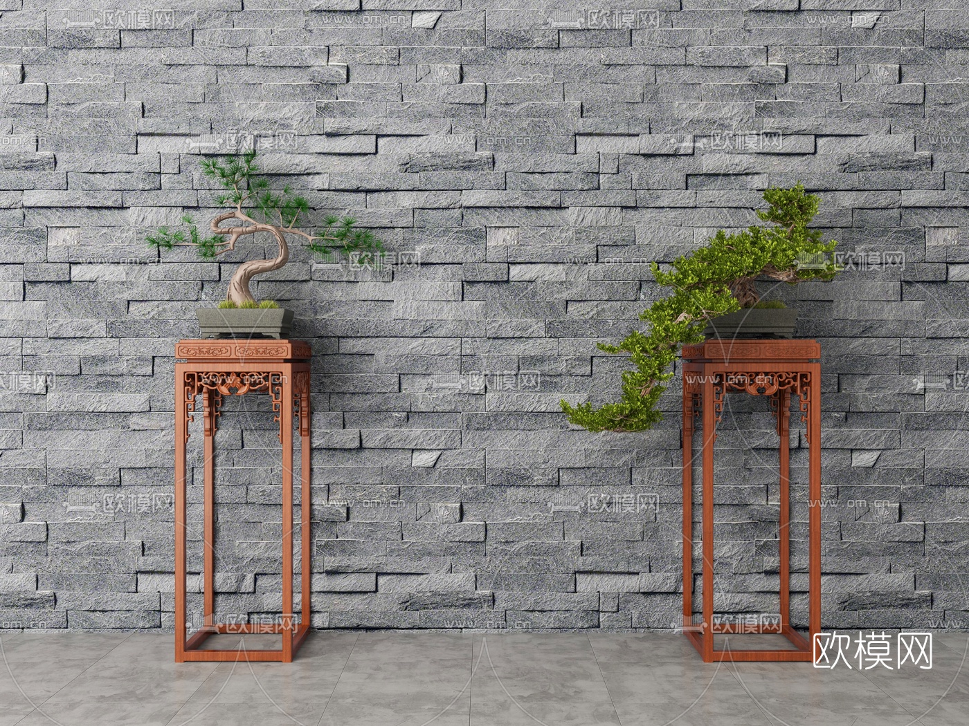 现代松树盆栽园艺小品3d模型下载（渲染图4）