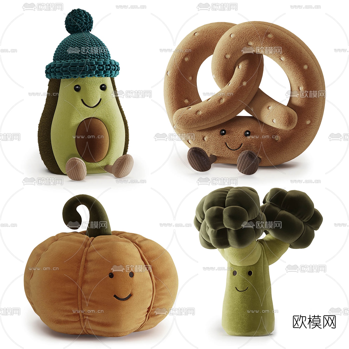 现代儿童玩具蔬菜布偶3d模型下载（渲染图1）