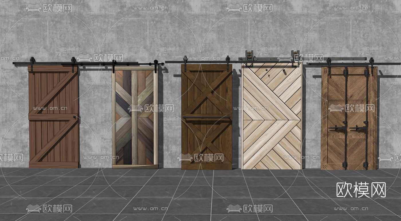 工业风谷仓门su模型下载