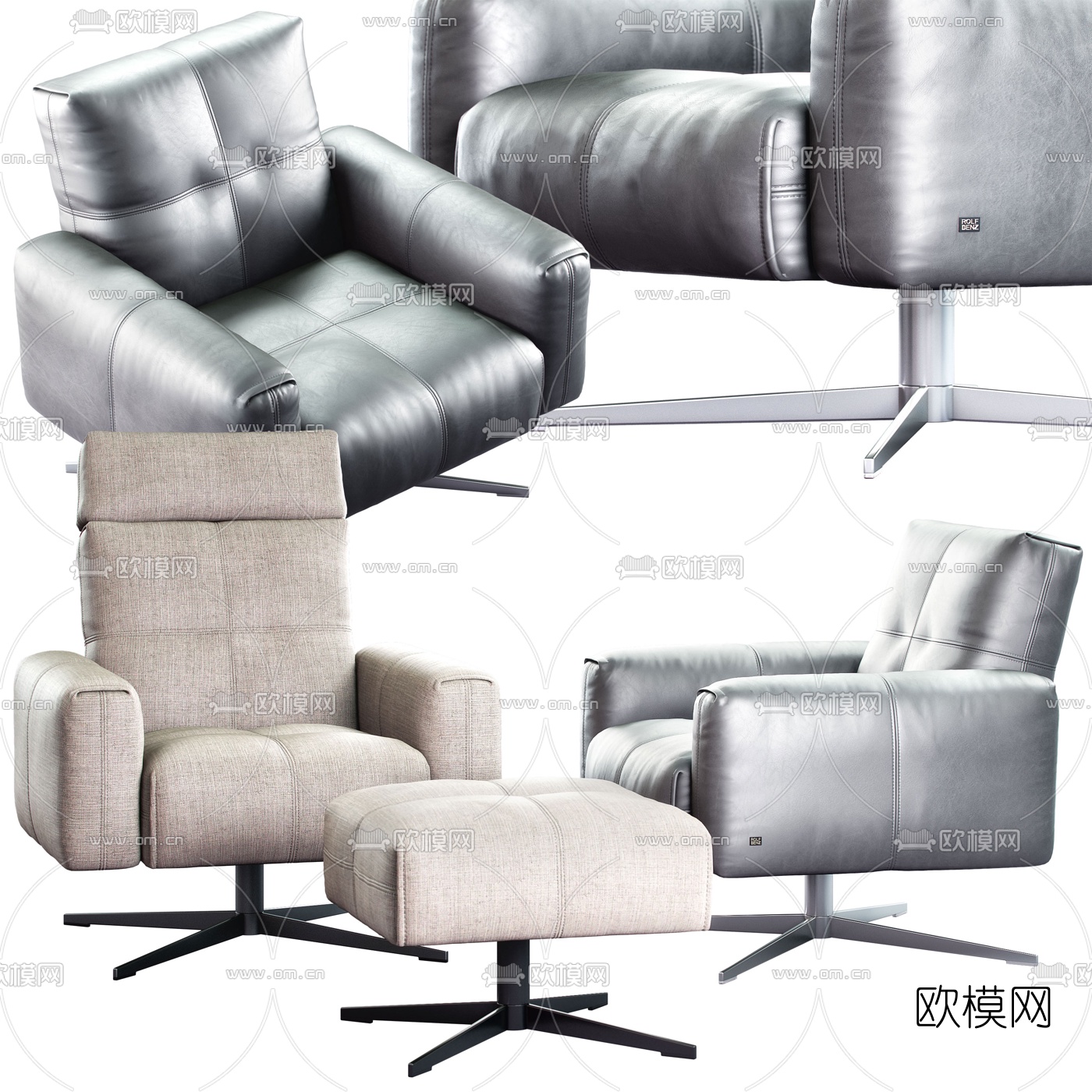 Rolf Benz 靠背办公休闲沙发3d模型下载（渲染图3）