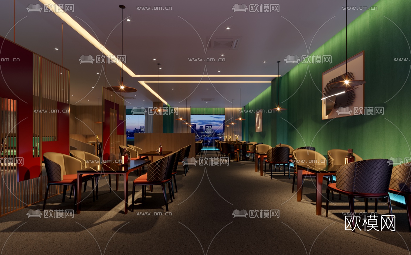 现代烧烤店3d模型下载（渲染图1）