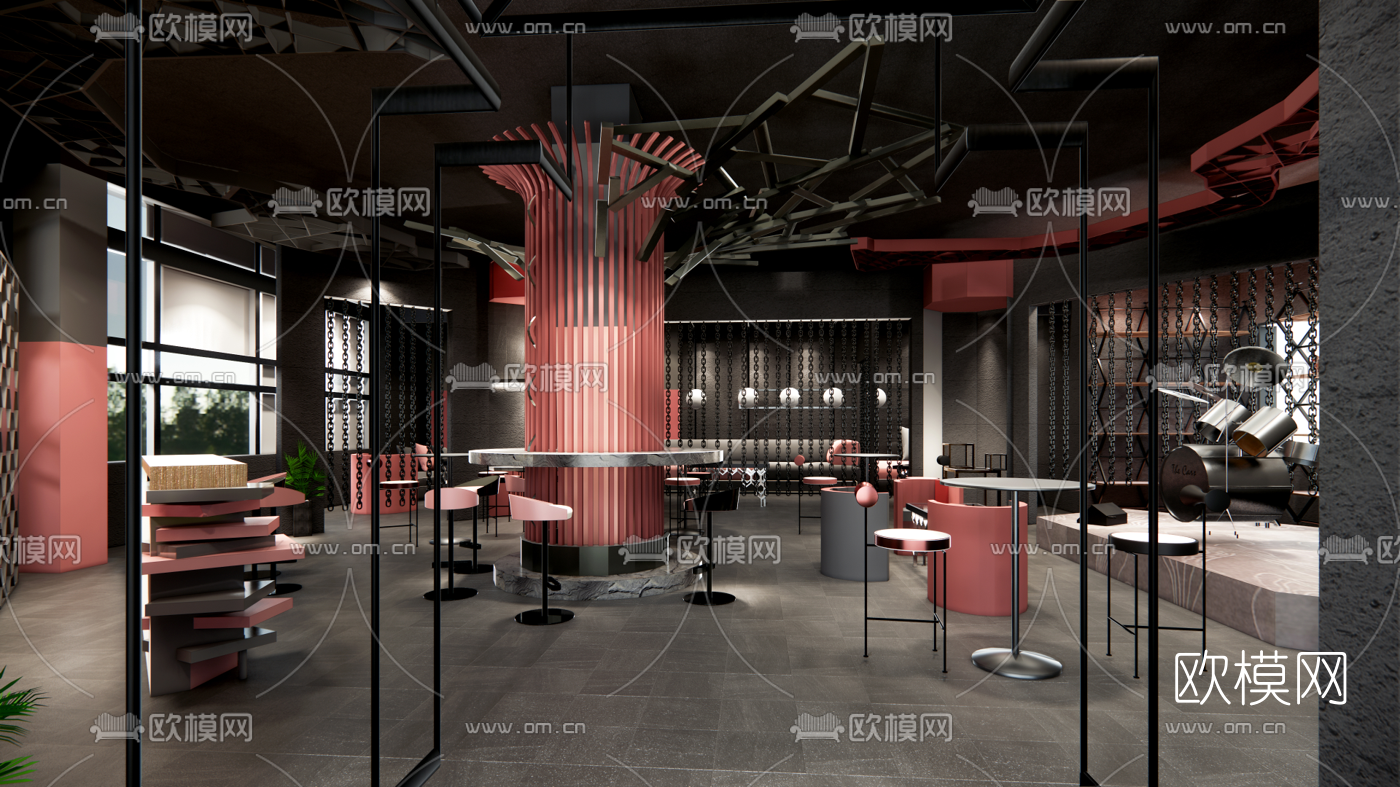 工业风网红清吧su模型下载（渲染图1）