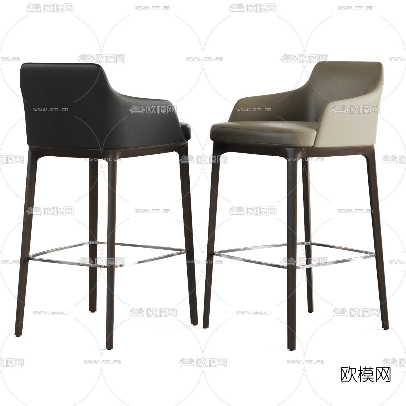 现代布艺吧台椅3d模型下载（渲染图2）