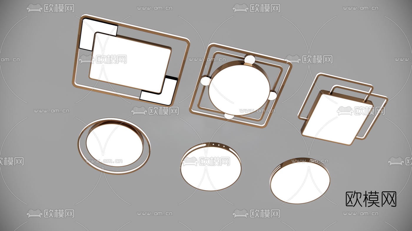 现代吸顶灯su模型下载（渲染图1）