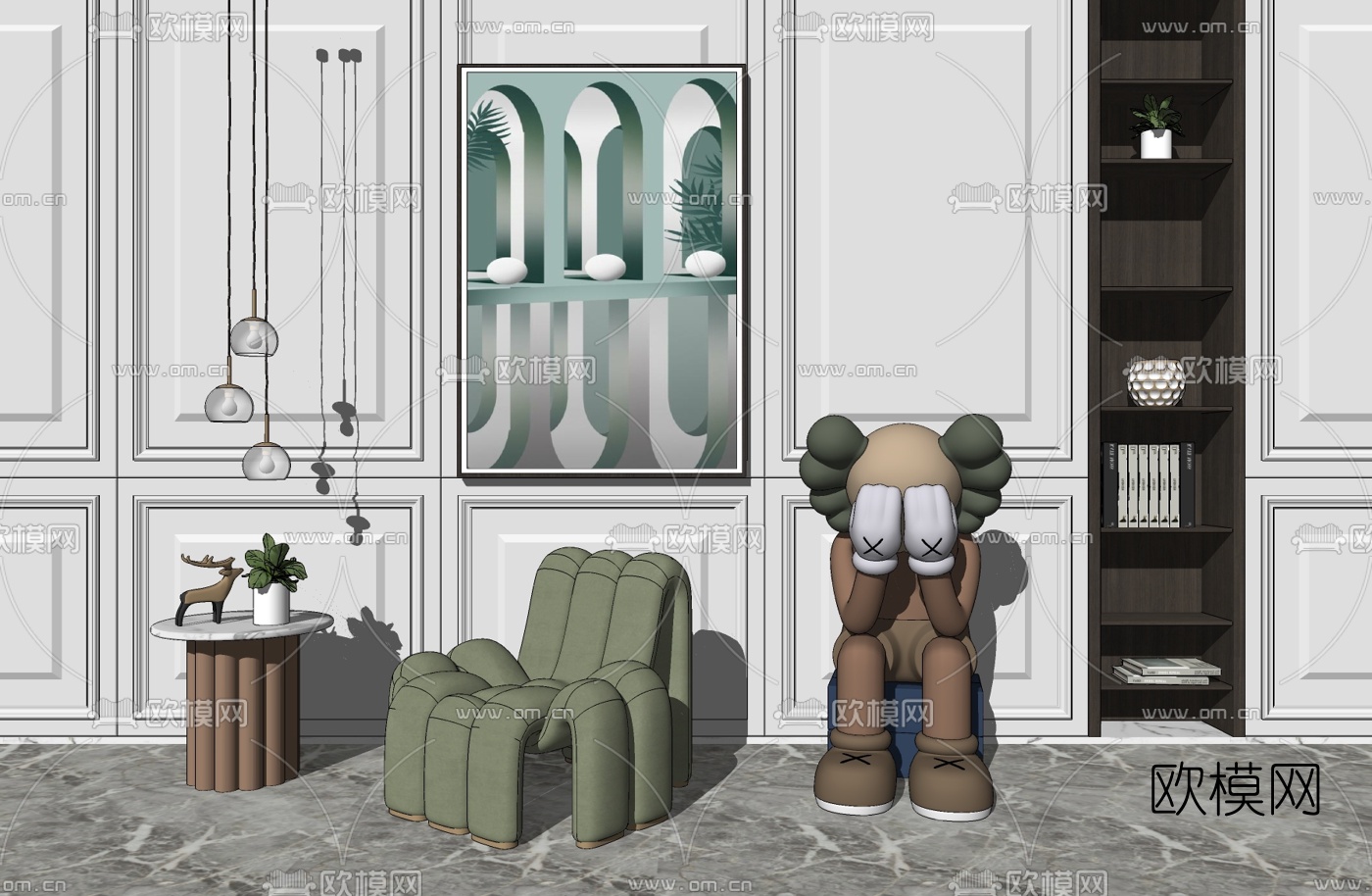 现代布艺休闲沙发su模型下载