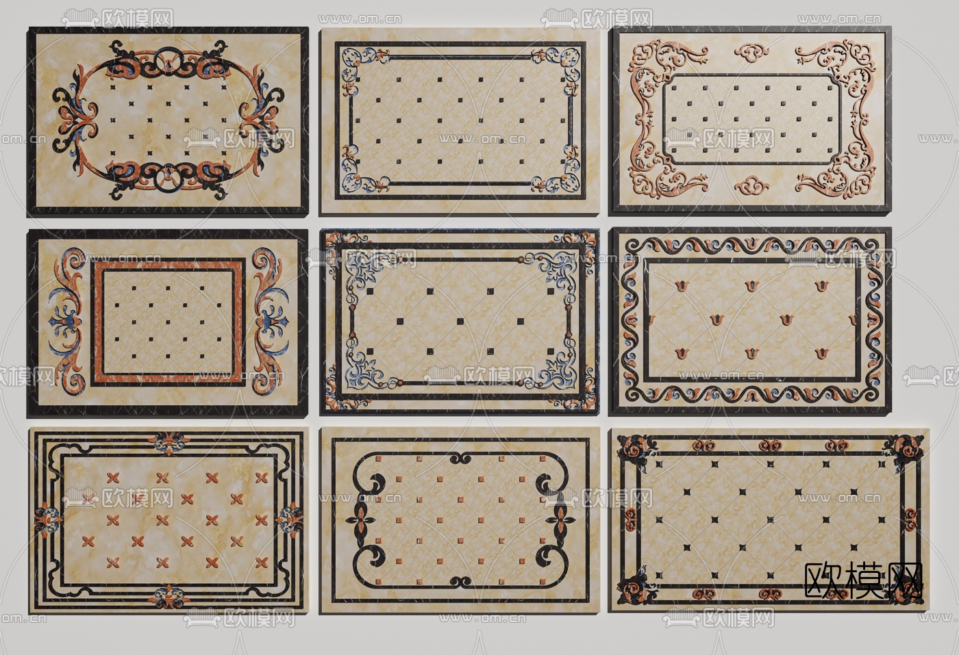 简欧大理石拼花瓷砖3d模型下载
