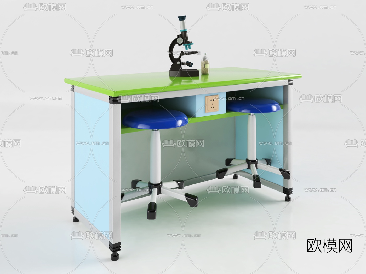 现代实验台试验台3d模型下载（渲染图2）