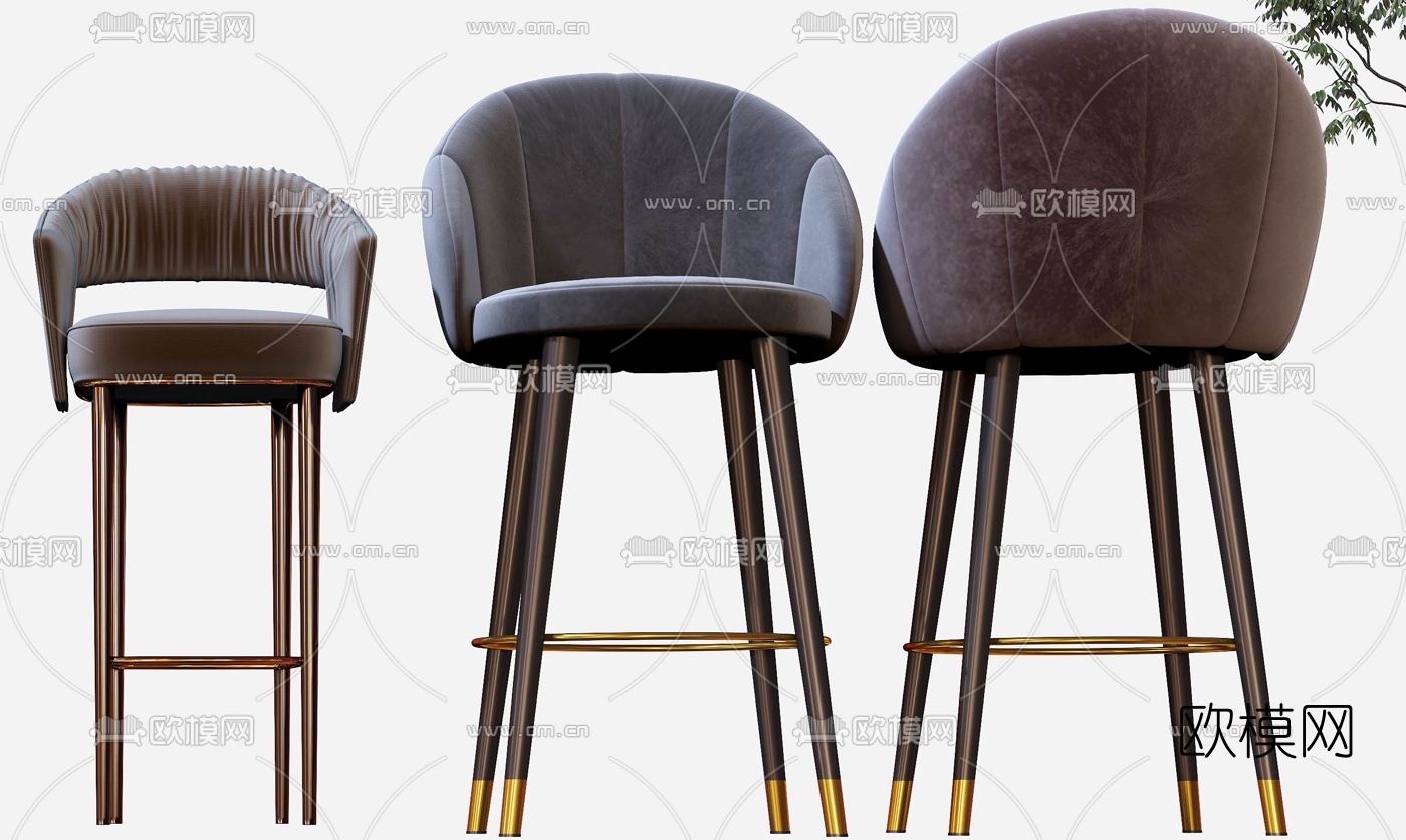 现代简约吧台椅3d模型